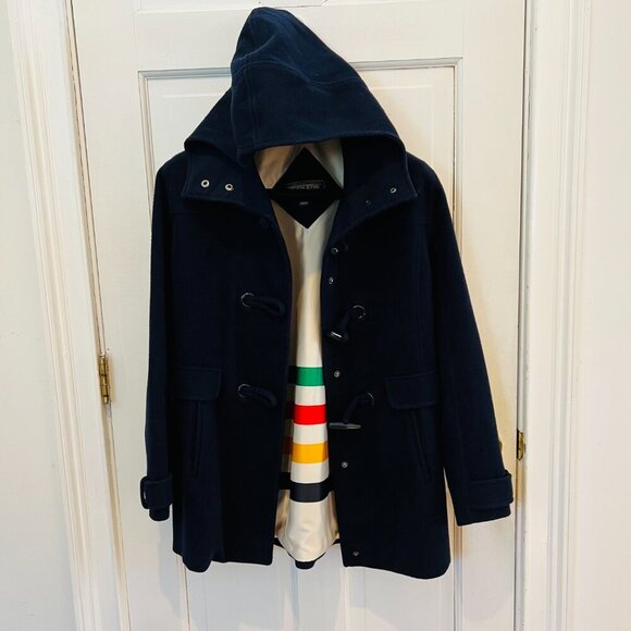 Pendleton Women's Wool Striped Interior Toggle Jacket Coat Size M Navy Blue - Picture 6 of 16